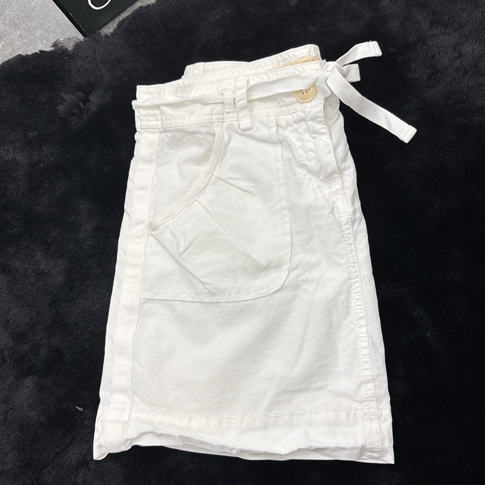 J. Crew Classic Twill White Chino Mini Skirt Broken In Button Zip Tie Front 4